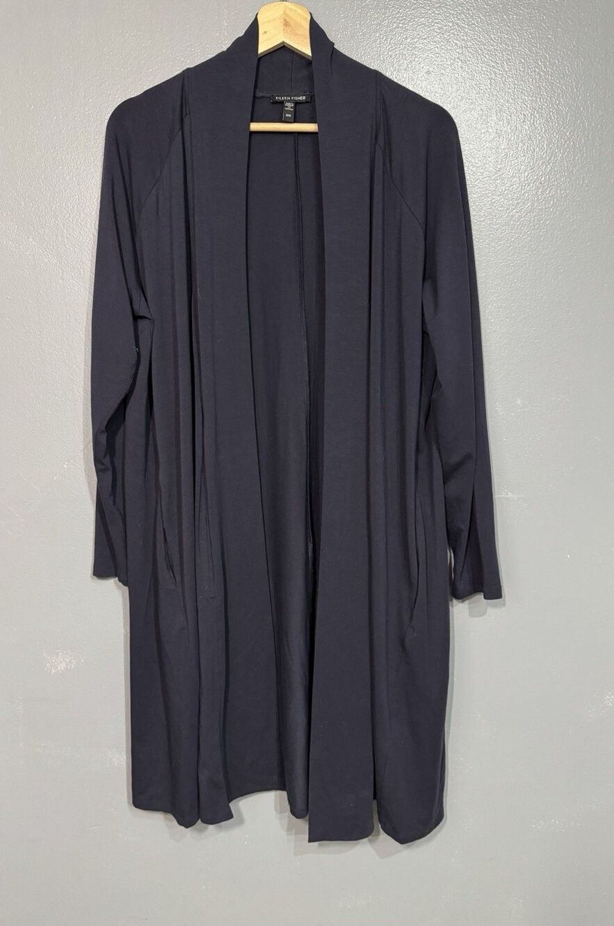 Eileen Fisher  Long Cardigan Tencel Knit Duster  Open Sweater Jacket Size M